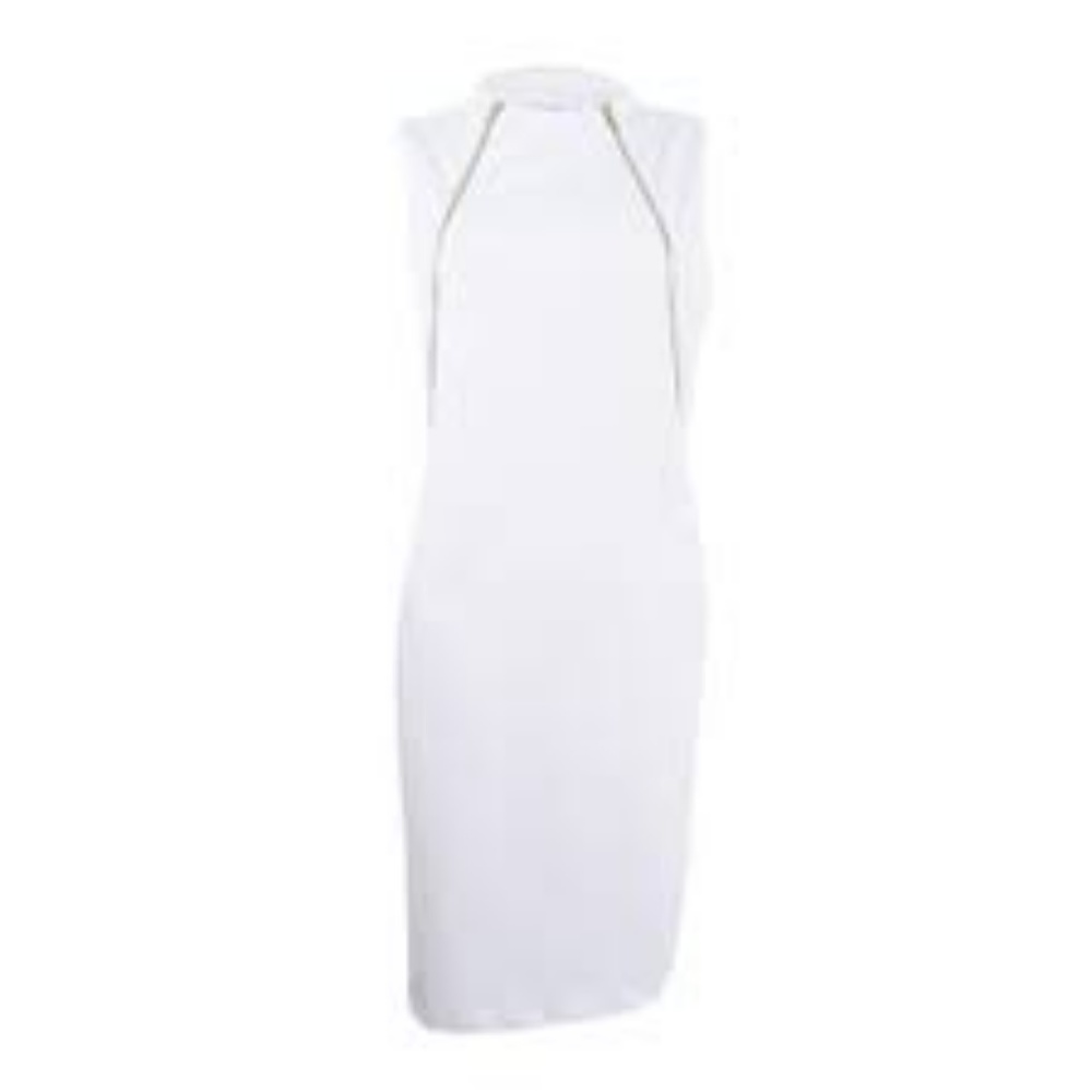 Winter White Calvin Klein "Zipper" Shift Dress